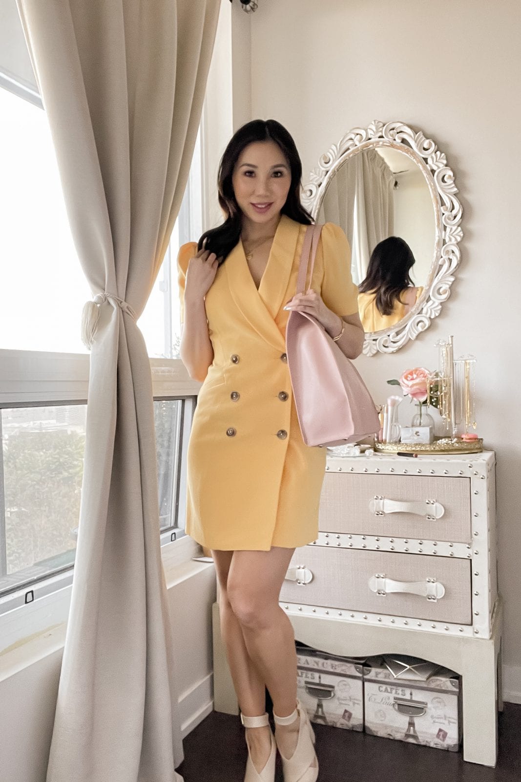 Reinvent your workwear look with this sleek blazer dress and bring a pop of color to your office wardrobe. Check out yesmissy.com for outfit ideas!