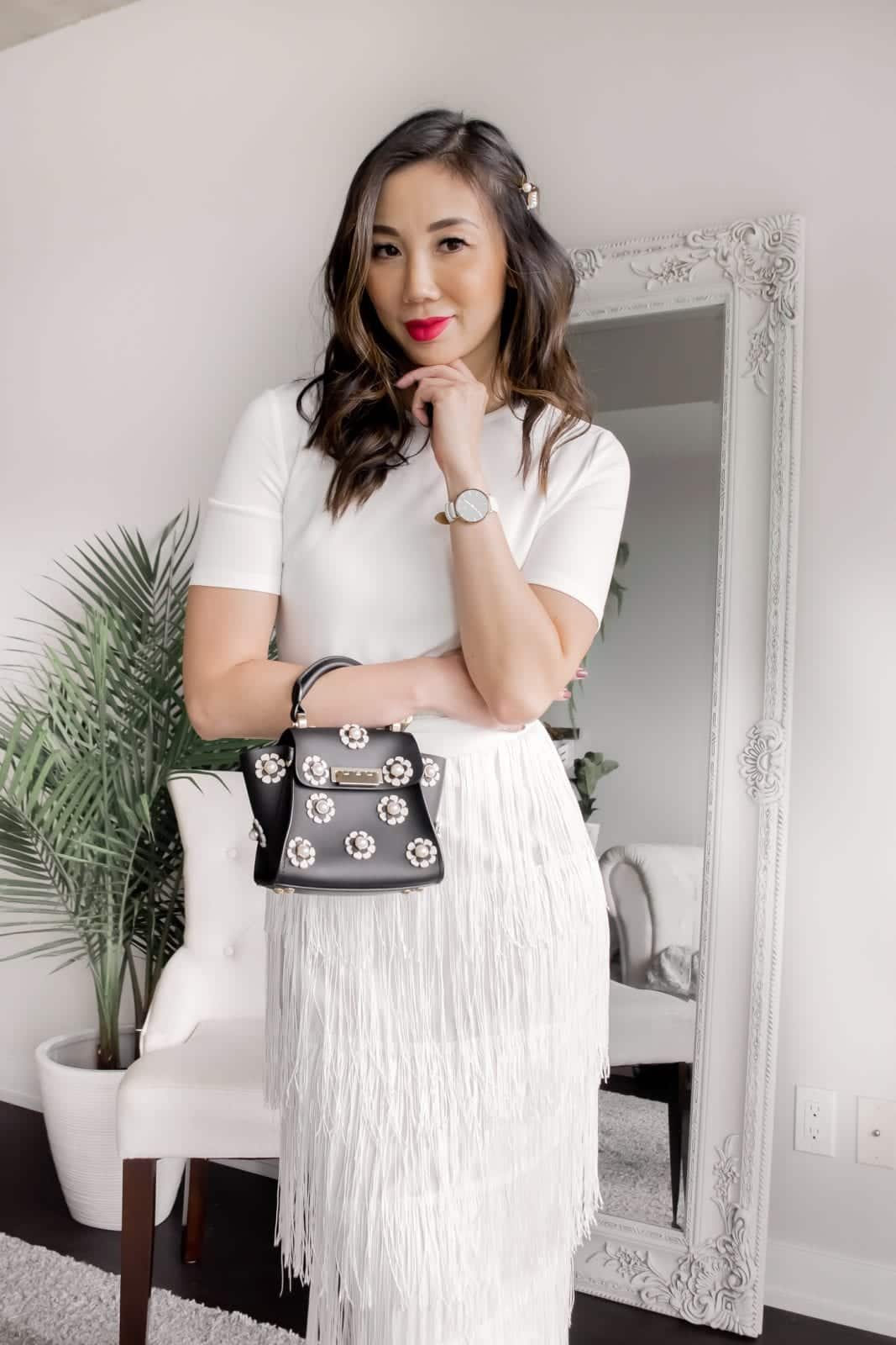 Party ready little white dress with fringe