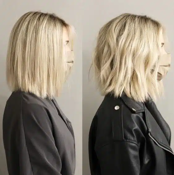The lob remains one of the top picks among modern medium length haircuts for women. This choppy textured lob looks great straight or wavy! 