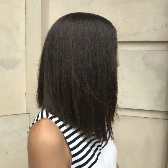 This long lob looks so chic and sleek with an angled cut!