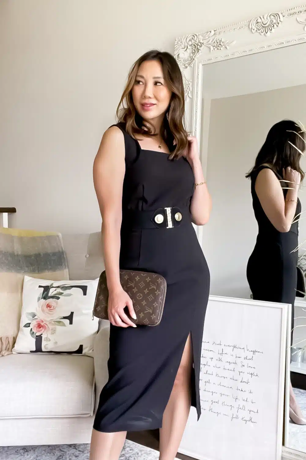 Chic classy look with black dress styled by Eileen Lazazzera of yesmissy.com