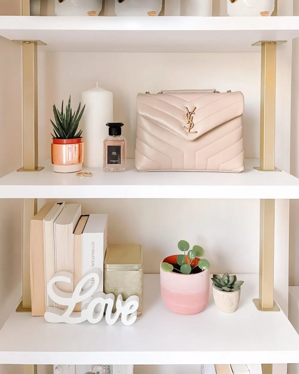 Bag Shelfie with YSL Loulou Small Bag in dark beige. Get the full review on yesmissy.com