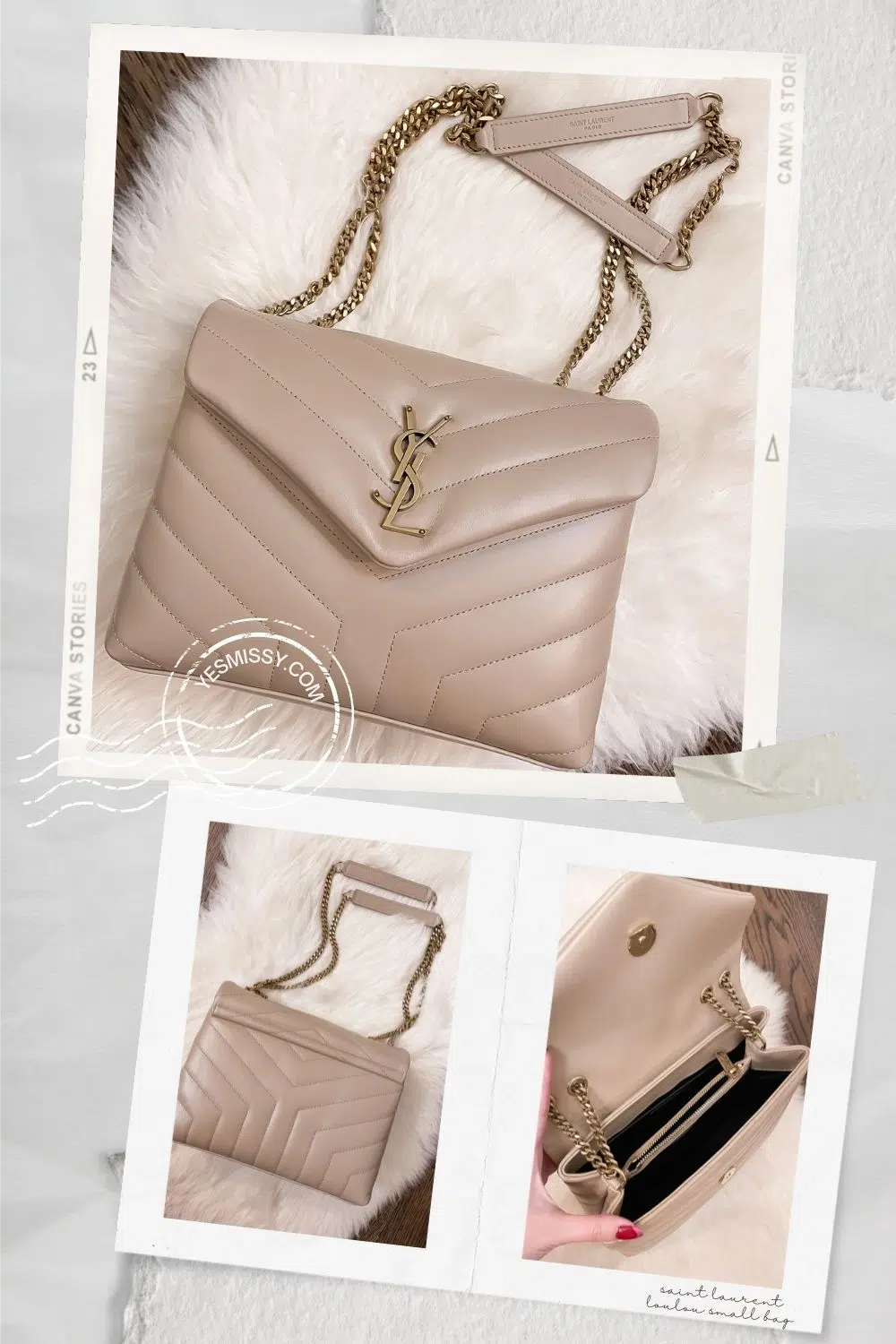 YSL Saint Laurent Loulou Small Bag Review. - Photos of front, back and interior. Colour Dark Beige. More photos and get the full review on yesmissy.com