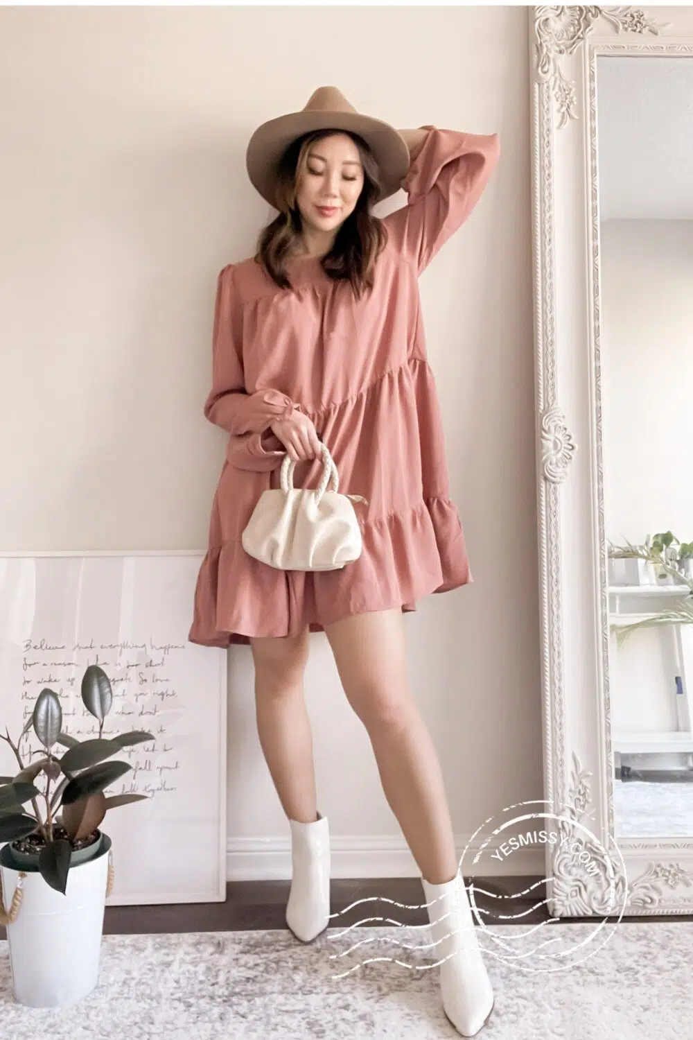 Spring/Summer Dress - mini dress with ankle boots. 