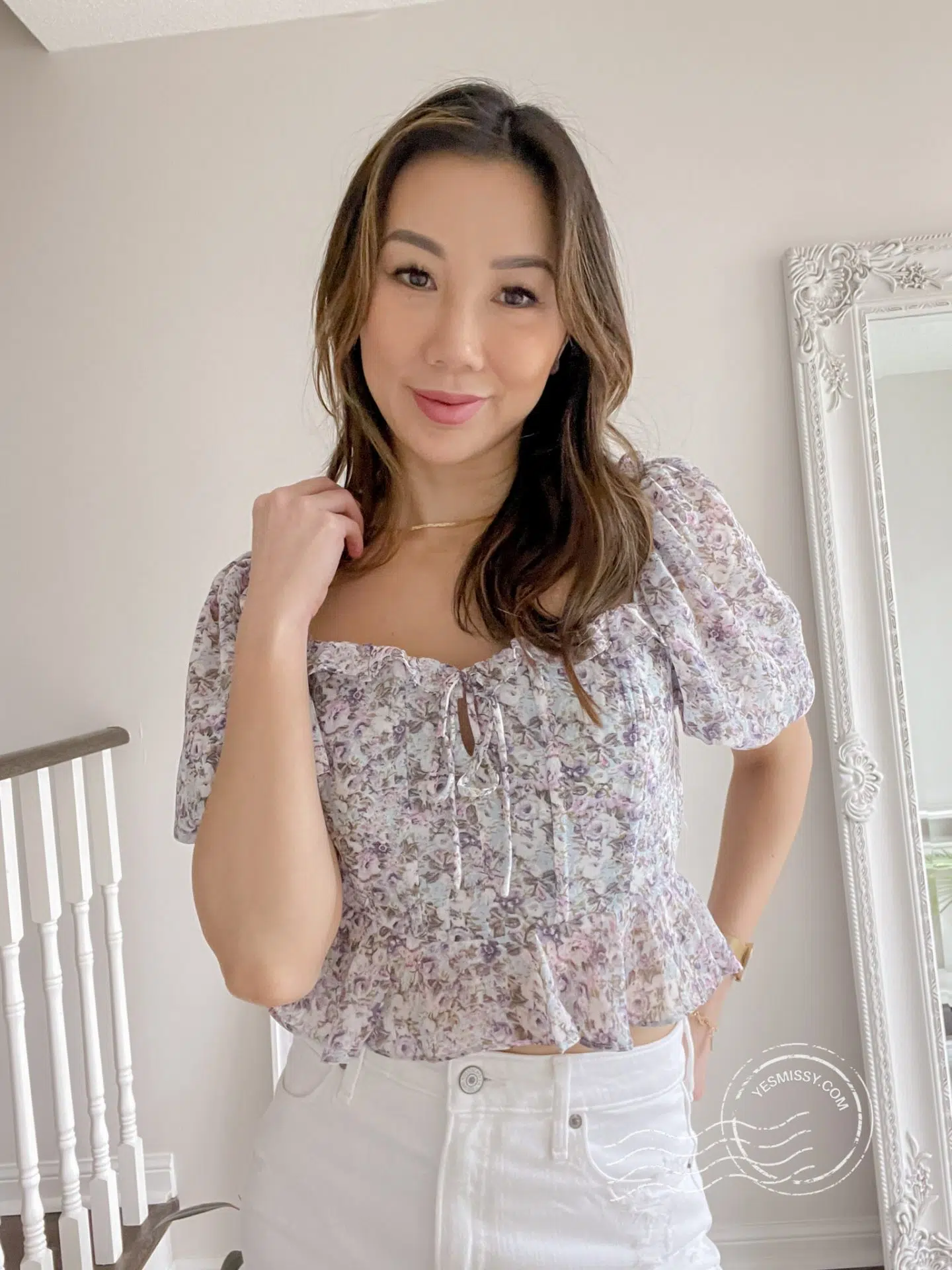 Nordstrom women's top - this floral top can be worn 2 days! on the shoulder like this or off the shoulder as well!