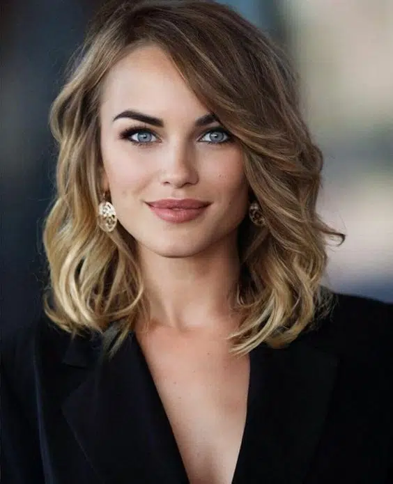 Medium length lob with side bangs 