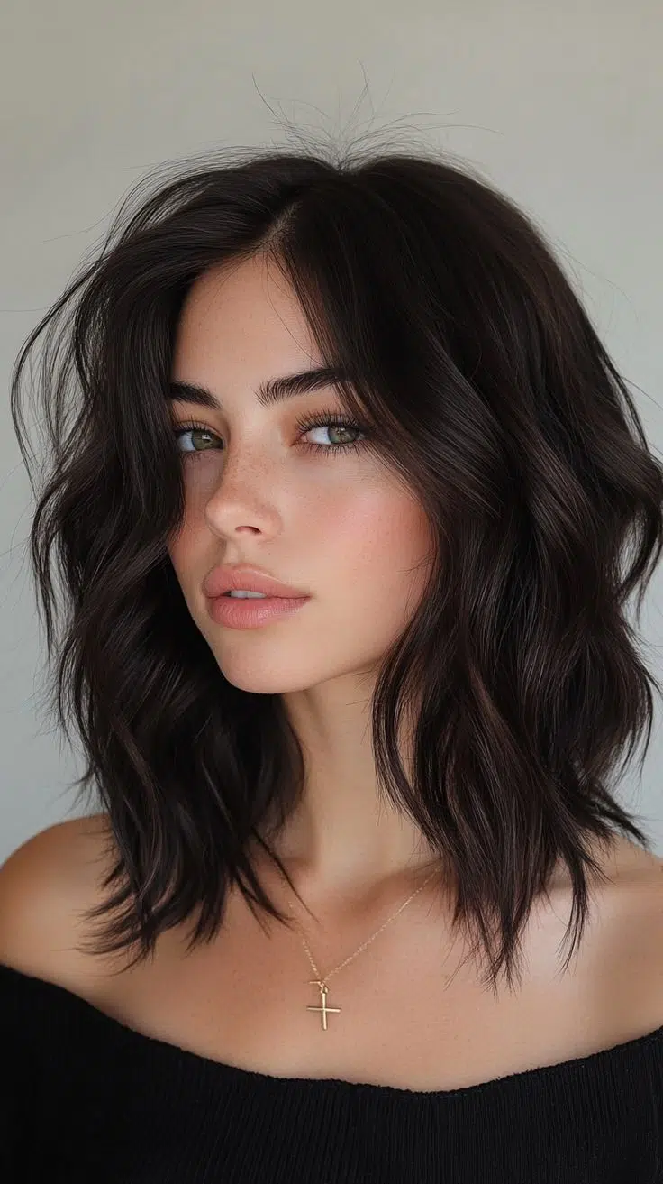 A line lob with layers and waves. Perfect for medium length hair!