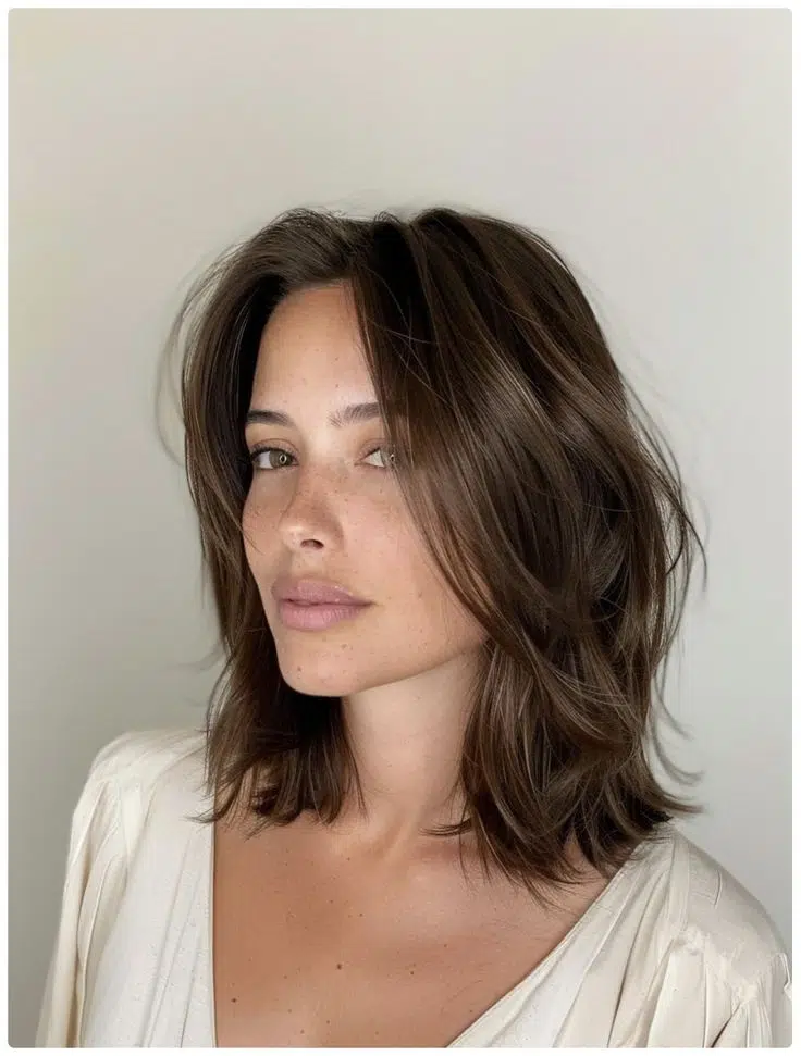 Layered lob for medium length shoulder hair