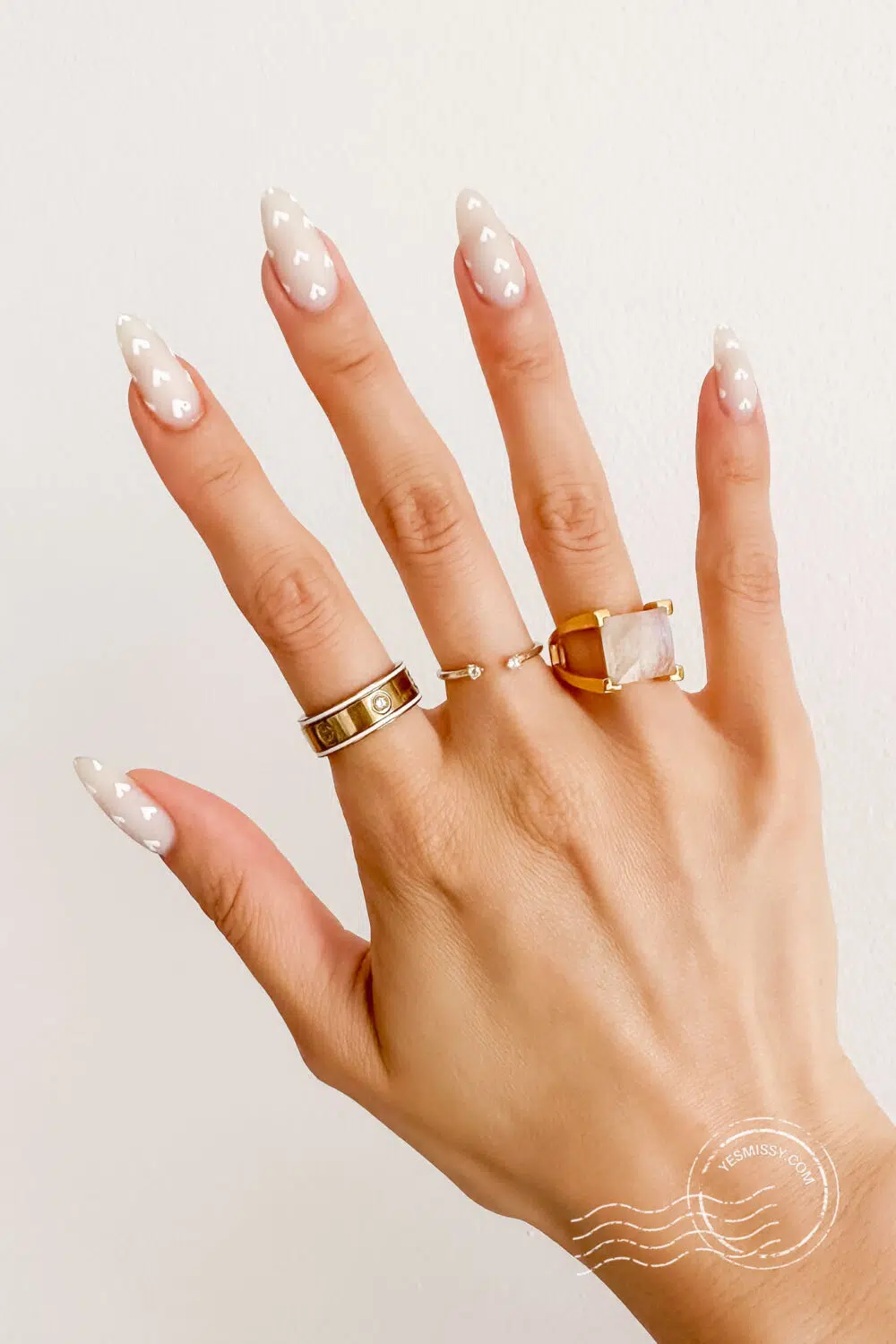 Best nail inspo - neutral nail ideas - white heart nails with matte polish. 