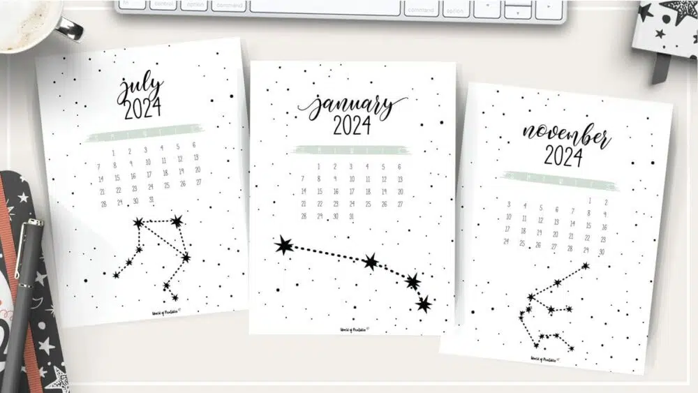 2024 Cute Astrology Printable Monthly Calendar