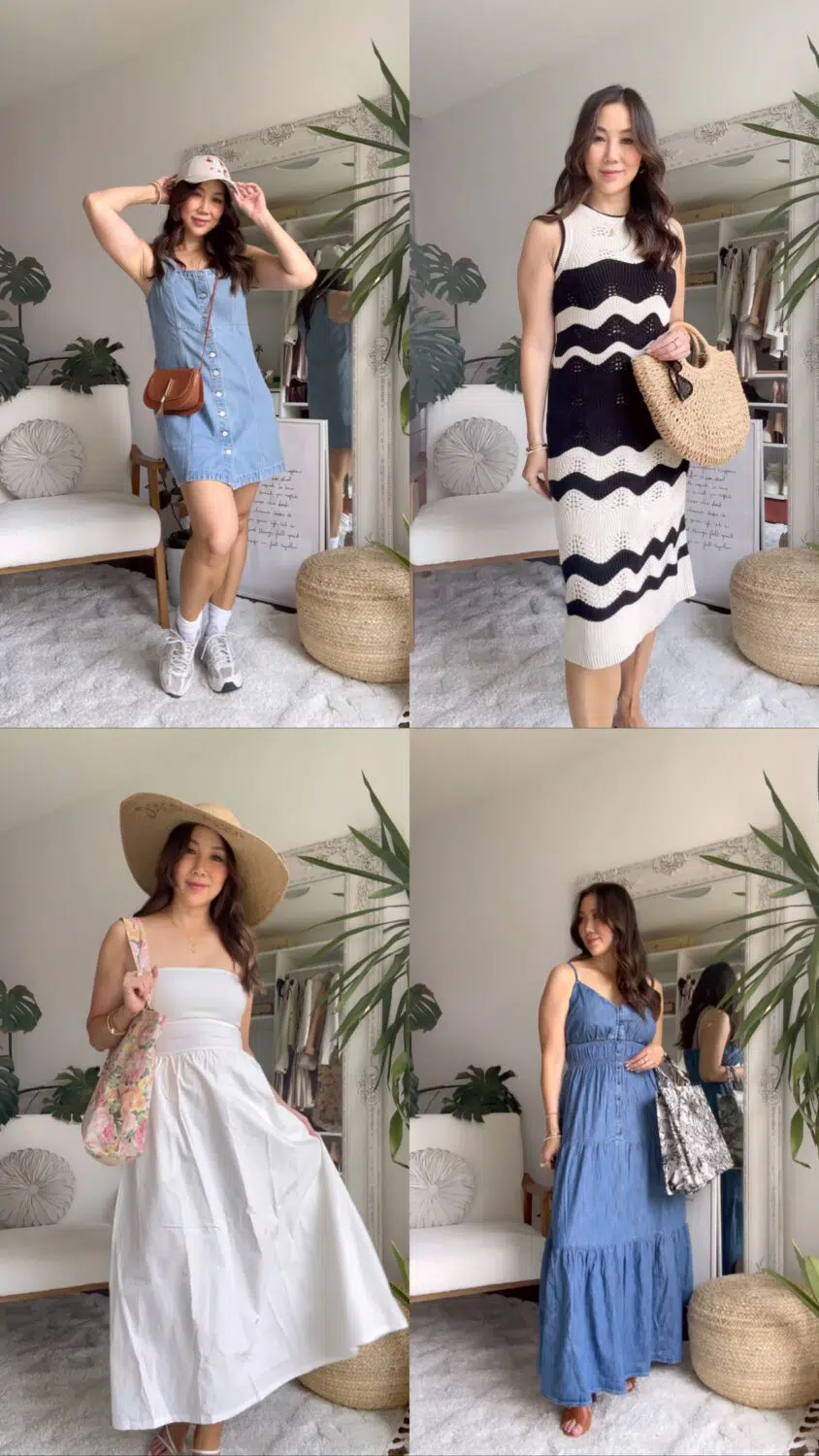 Casual summer dresses from Gap - crochet dress, midi dress, denim dress maxi dress, mini dress.