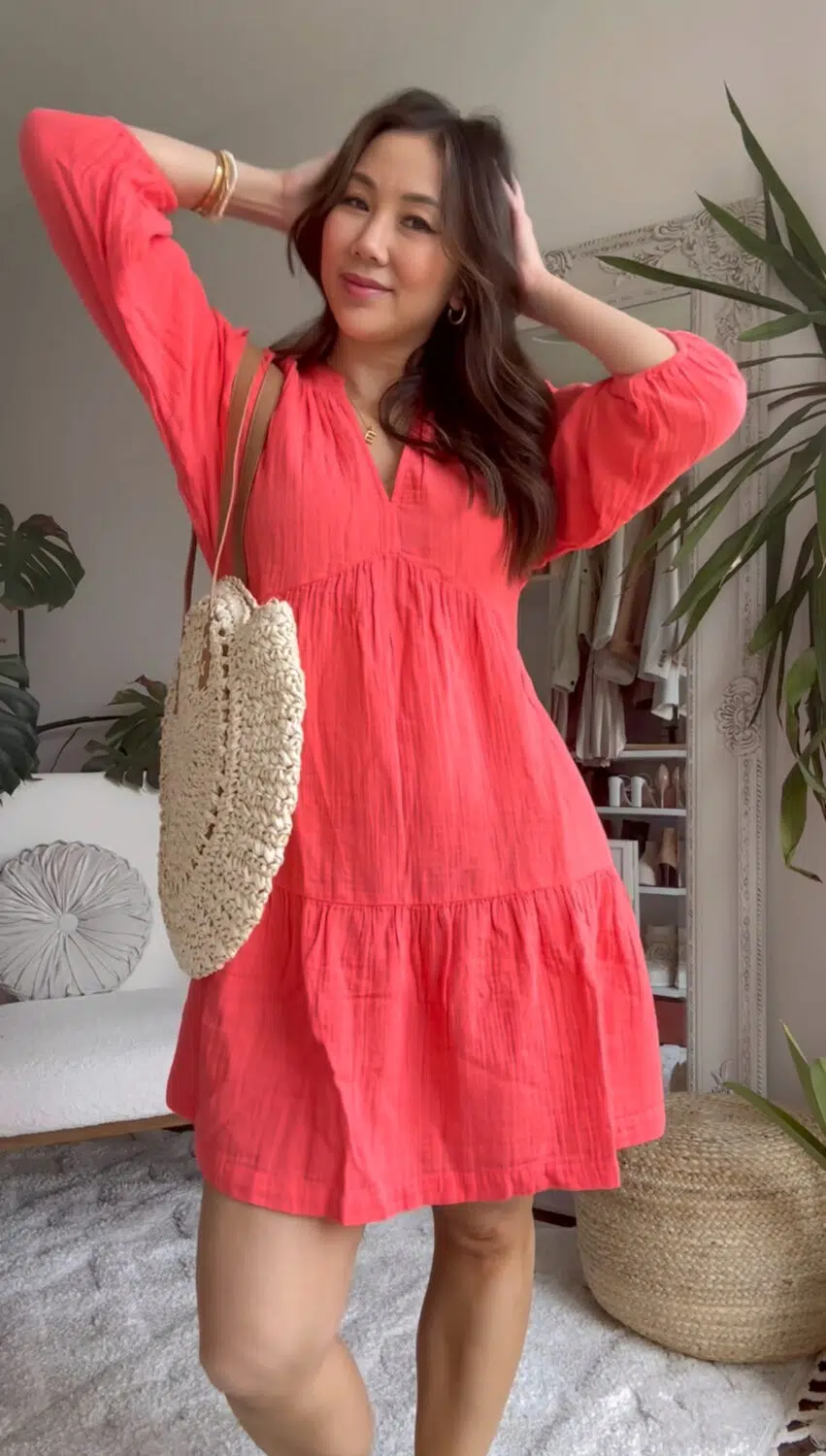 Basic Summer Dresses - Bright and breezy in a vibrant red linen dress, perfect for casual beach days or effortless summer outings.