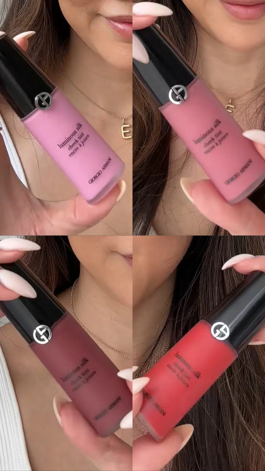 Armani Beauty Luminous Silk Cheek Tint - 4 shades swatched