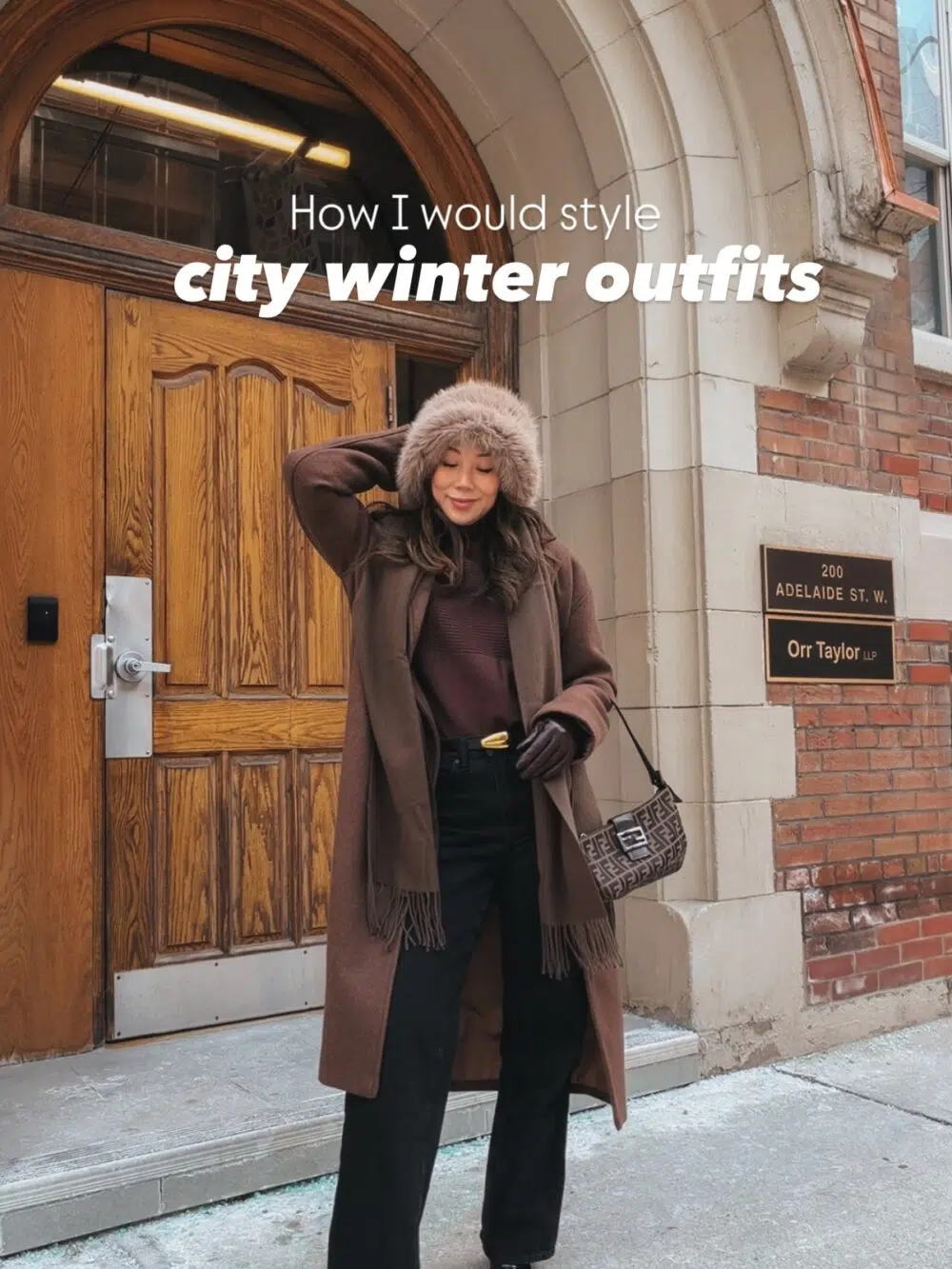 Best Luxury Handbag sharing elevated city winter outfit styling tips, featuring chic cold-weather looks with wool coats, faux fur textures, belts, and warm layering essentials for a polished winter capsule wardrobe.  